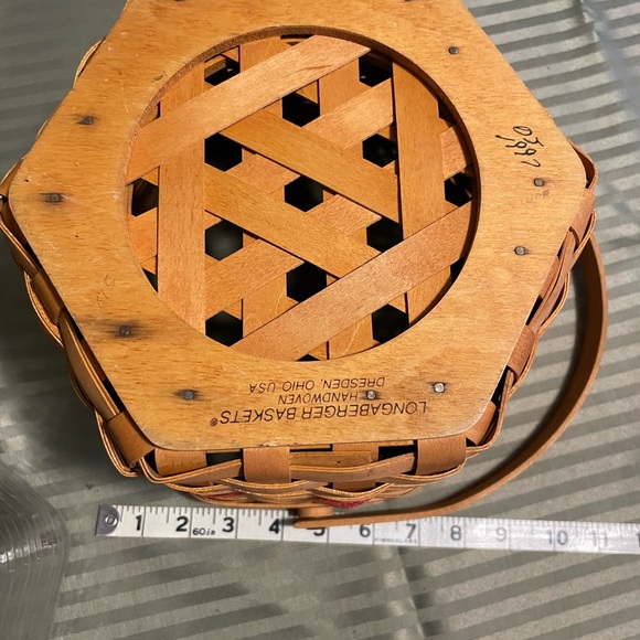 Longaberger Woven Basket with Red and Tan Accents - Picture 12 of 14